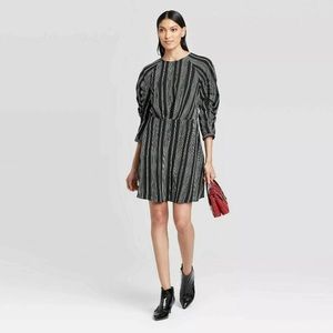 Who What Wear Black Striped Long Sleeve Dress Size Medium